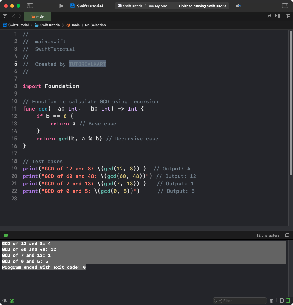 Swift Program to Find Greatest Common Divisor (GCD) using Recursion